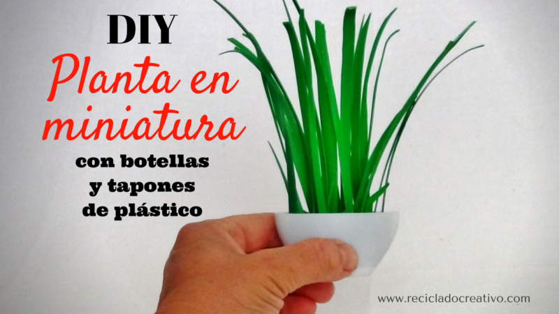 DIY Miniatura de planta de hojas verdes reciclando botellas de plástico