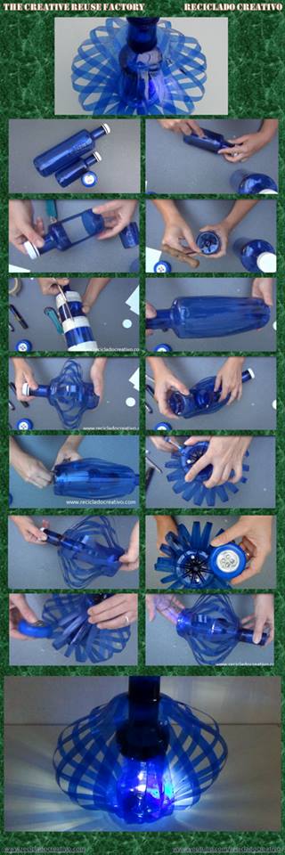 Cómo hacer una lámpara reciclando botellas de plástico - How to recycle plastic bottles
