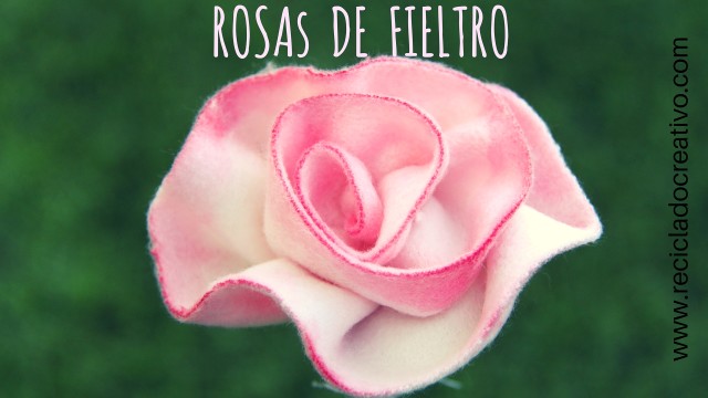 Flores rosas de fieltro realizadas con retales