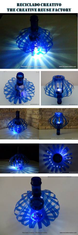 Lámpara realizada con dos botellas de plástico de
