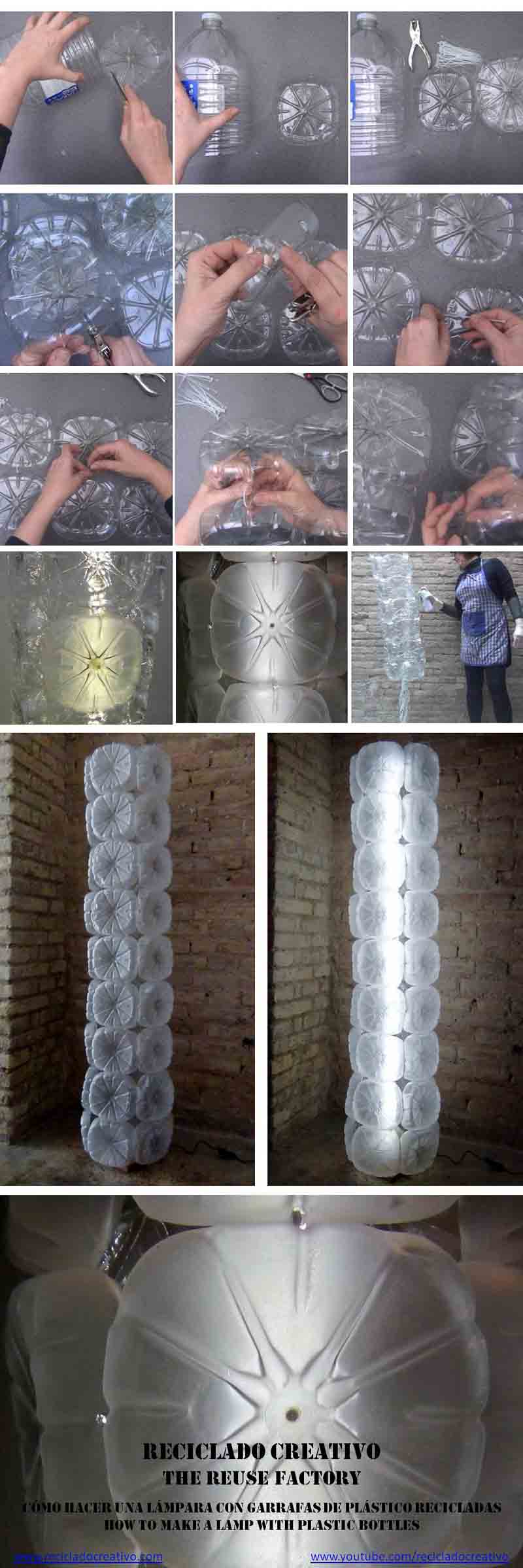 Lámpara realizada con garrafas de plástico recicladas pet by Rosa Montesa - Lamps made out of recycled plastic bottles