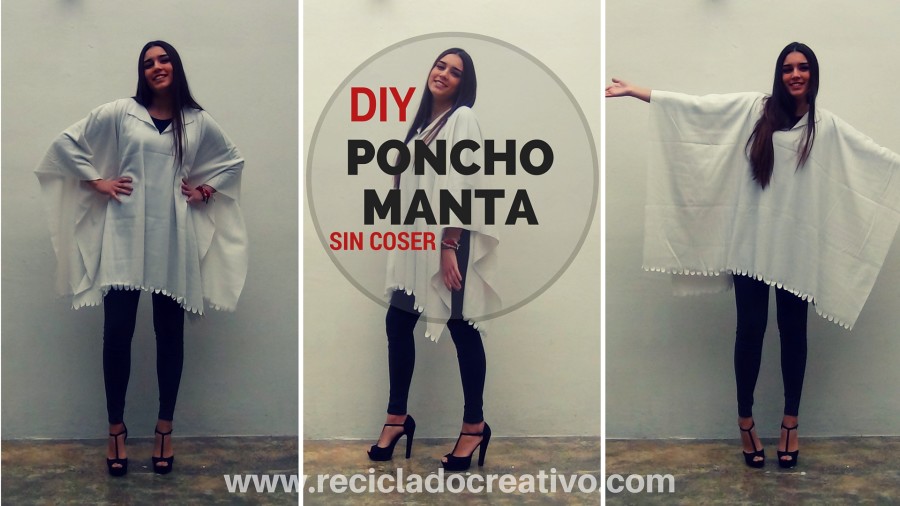 DIY Poncho Manta Sin coser a la Moda con una manta de Ikea Polarvide