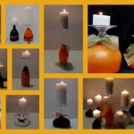 Copas de vino convertidas en portavelas. Wine cups into candleholders