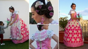 Ofrenda valenciana al material reciclado. Las Fallas 2016. Valencia