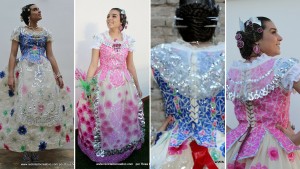 Ofrenda valenciana al material reciclado. Las Fallas 2016. Valencia