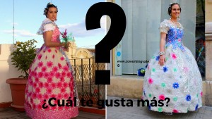 Ofrenda valenciana al material reciclado. Las Fallas 2016. Valencia