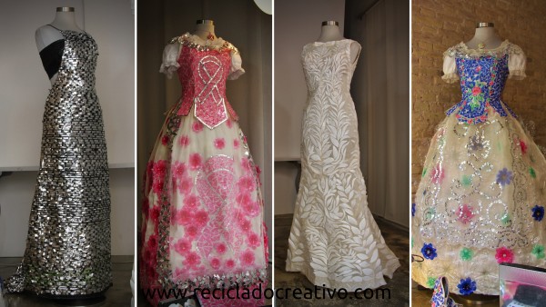 Recopilación de cuatro vestidos de Reciclado Creativo - RECICLADO CREATIVO  por Rosa Montesa