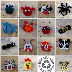 Recopilación de manualidades para niños. Animalitos infantiles hechos con tapones de botellas de plástico