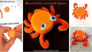 Cangrejo DIY - manualidad con tapones