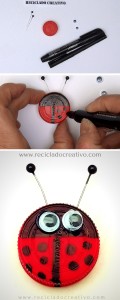 Manualidades para niños - Mariquita con tapones DIY
