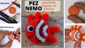 Pez Nemo Manualidad con tapa de botella de plastico