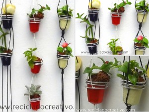 Mini Maceteros Colgantes con Cápsulas de café recicladas