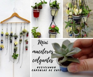 Mini Maceteros Colgantes con Cápsulas de café recicladas