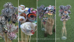 Reciclaje de papel de fotos. Flores