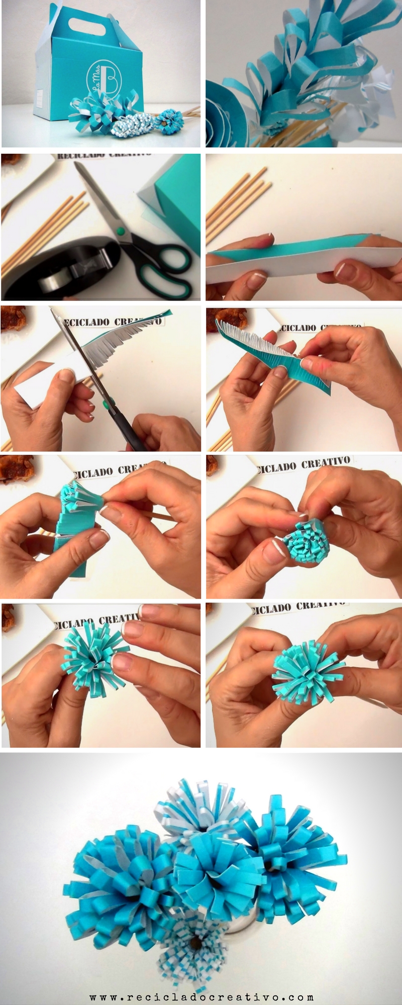Infographic cómo hacer flores dalias con cartulina o papel reciclado -  RECICLADO CREATIVO por Rosa Montesa