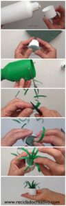 DIY Miniatura de planta de hojas cintas con botellas de plástico