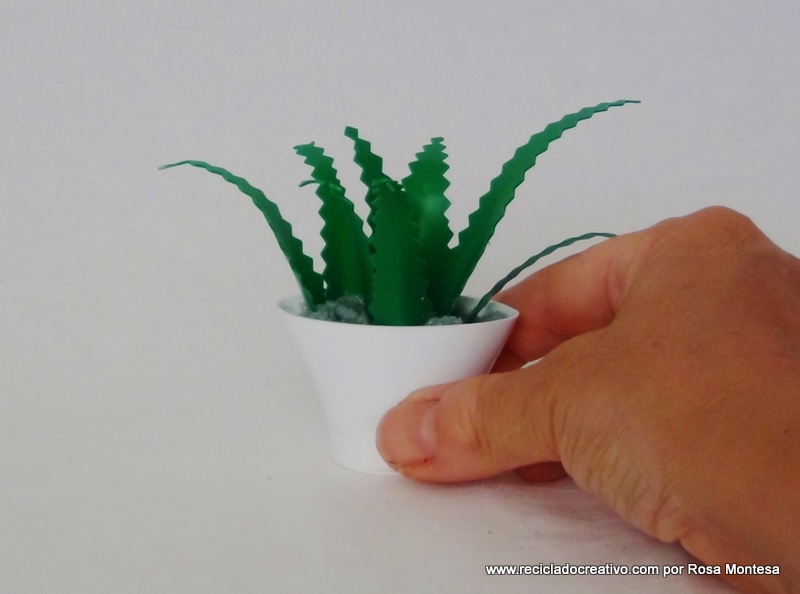 Cómo hacer una planta de aloe vera en miniatura con botellas de plástico recicladas