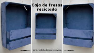 Cajas de fresas de madera recicladas y convertidas en estantes decorativos