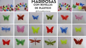 Mariposas de colores con botellas de plástico