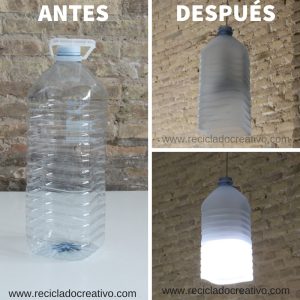 Lámpara reciclando envases de plástico