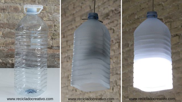 aventuras Guante lavandería Lámpara de techo decorativa realizada con garrafas de plástico - RECICLADO  CREATIVO por Rosa Montesa