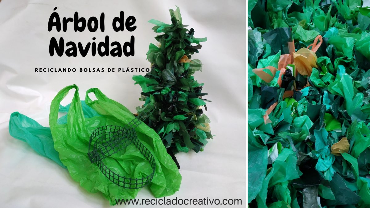 Árbol de Navidad reciclando bolsas de plástico