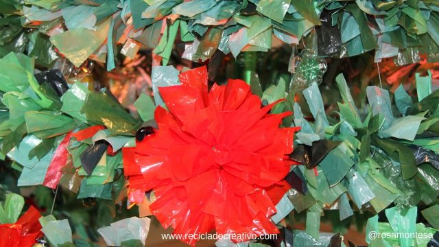 Flor Navidad bolsas plástico decorativas de color rojo