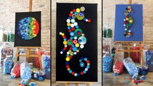 collages tapas botellas de plástico