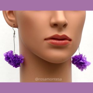 Pendientes reciclando bolsas de plástico moradas 8M