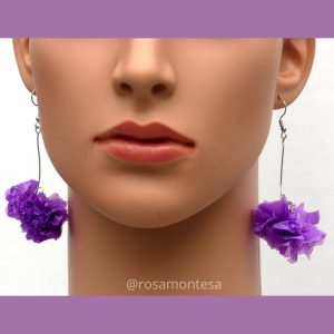 Pendientes reciclando bolsas de plástico moradas 8M