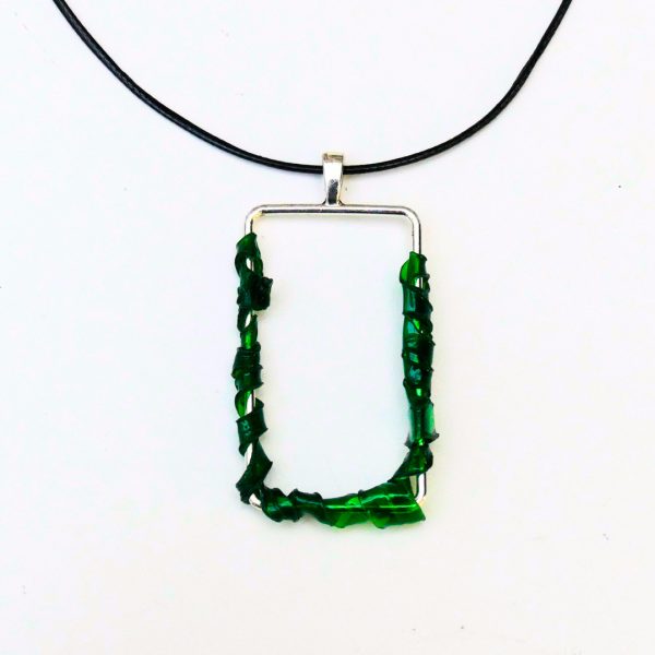 Colgante rectangular super-reciclado rodeado pet verde