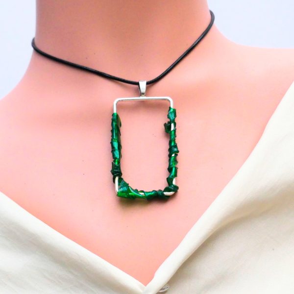 Colgante rectangular super-reciclado rodeado pet verde