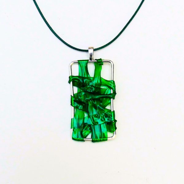 Colgante rectangular super-reciclados envoltura pet verde