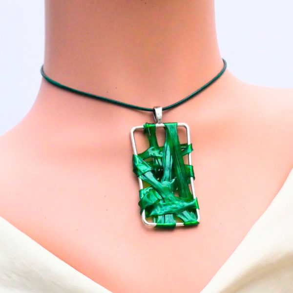 Colgante rectangular super-reciclados envoltura pet verde
