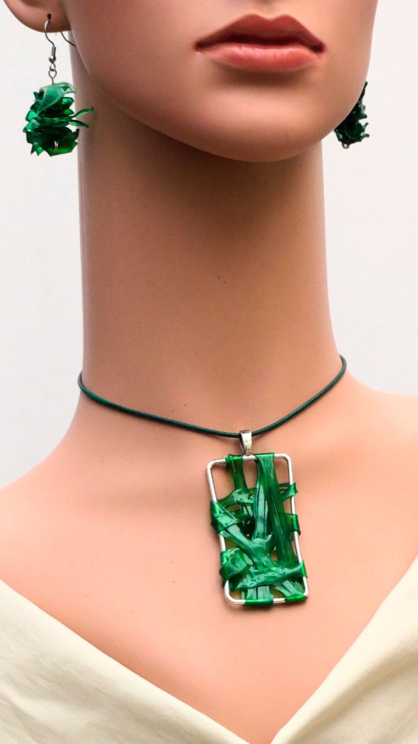 Colgante rectangular super-reciclados envoltura pet verde
