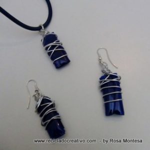 Bisutería realizada con botellas de plástico recicladas. Collares, pendientes, colgantes. Jewelry made out of recycled plastic bottles Reciclado Creativo by Rosa Montesa