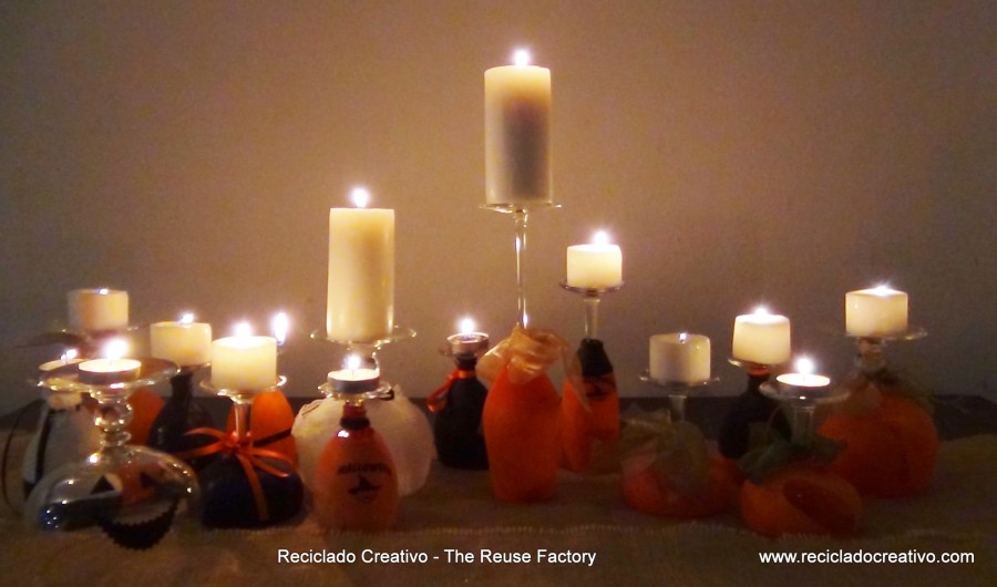 Portavelas, ideas decorativas para Halloween reutilizando copas