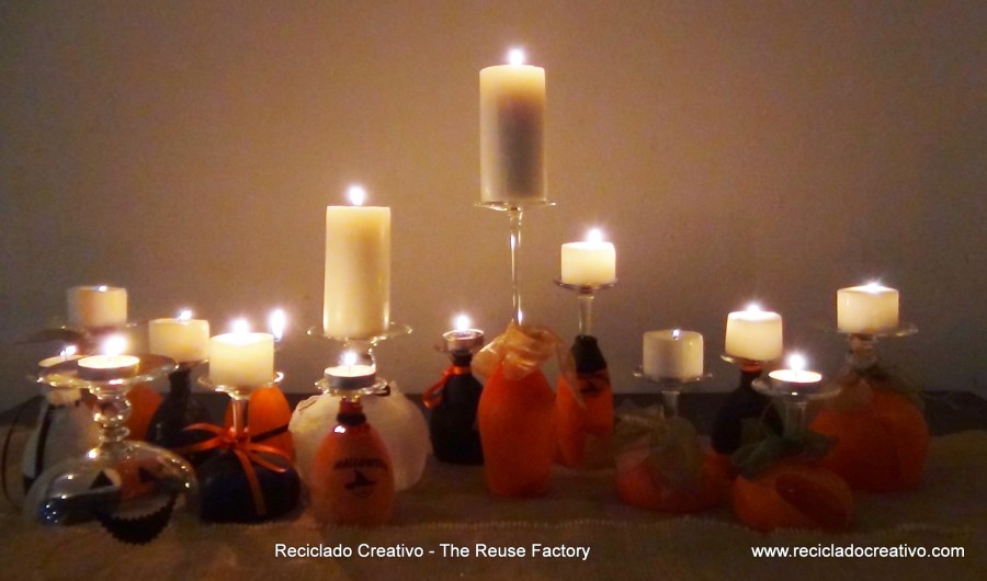 Copas de cristal convertidas en decoración para la mesa en Halloween