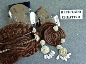 Peinetas de Fallera Valenciana realizadas con material reciclado