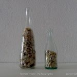 Glass bottles with seashore treasures - Botellas de cristal con tesoros de la playa