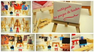 DIY Mini Caballete con pinzas de madera de la ropa
