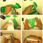 Infographic cómo hacer una caja triangular con una botella de plástico