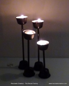 RecicladoCreativo.com Cápsulas Dolce Gusto como portavelas. Dolce Gusto Coffee Capsules as candle holders