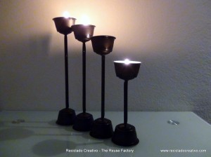 RecicladoCreativo.com Cápsulas Dolce Gusto como portavelas. Dolce Gusto Coffee Capsules as candle holders