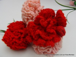 Claveles de ganchillo - Flores de crochet