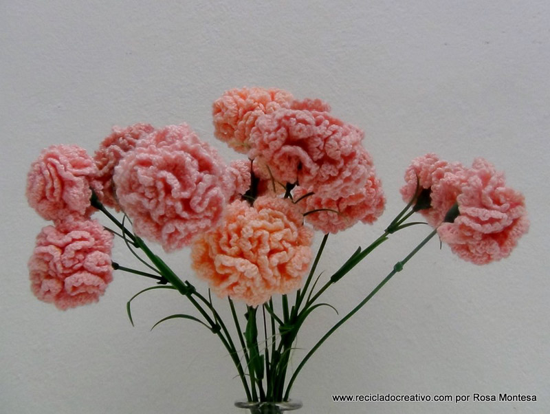 Claveles de ganchillo - Flores de crochet