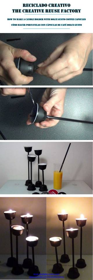 Cómo hacer unos portavelas con capsulas de cafe NESCAFÉ Dolce Gusto -  RECICLADO CREATIVO por Rosa Montesa