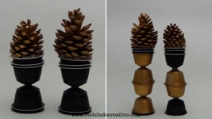 Portavelas ´Candelabros decorativos con cápsulas de café