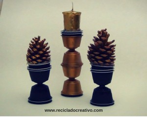Portavelas ´Candelabros decorativos con cápsulas de café