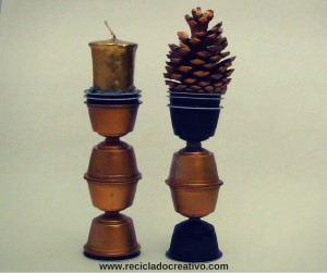 Portavelas ´Candelabros decorativos con cápsulas de café